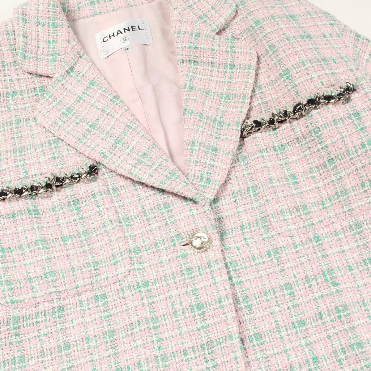 Chanel CC Logo Button Tweed Jacket — view 11
