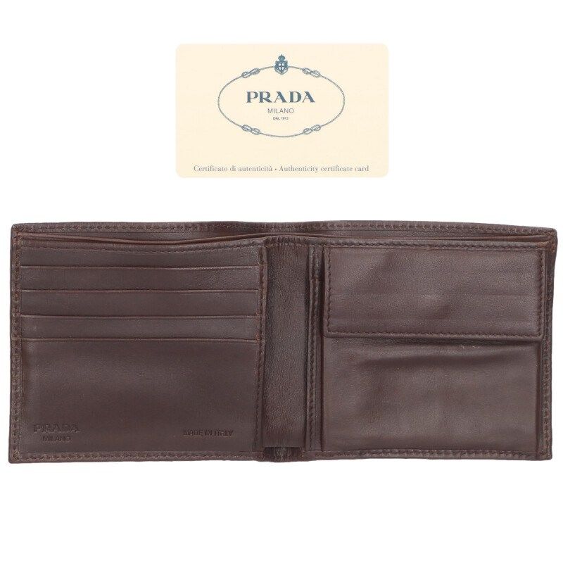 Prada 2m0738 Logo Jacquard Leather Bifold Wallet For Men