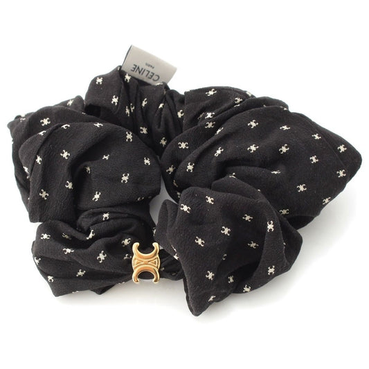 Celine Silk Triomphe Scrunchie Hair Black