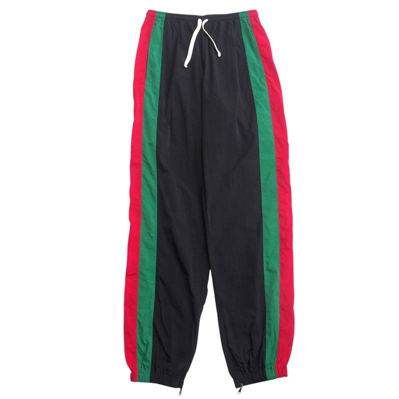 Gucci Oversized Nylon Track Pants Size S Sideline Webline GG Logo Patch