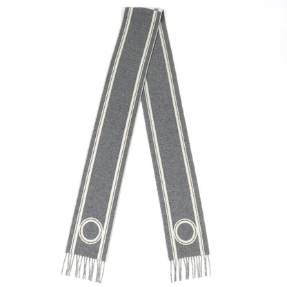 Hermes Band de Repo Cashmere Gray Flannel Yvoir Bicolor Fringe Long Scarf — view 3