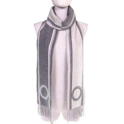 Hermes Band de Repo Cashmere Gray Flannel Yvoir Bicolor Fringe Long Scarf — view 4