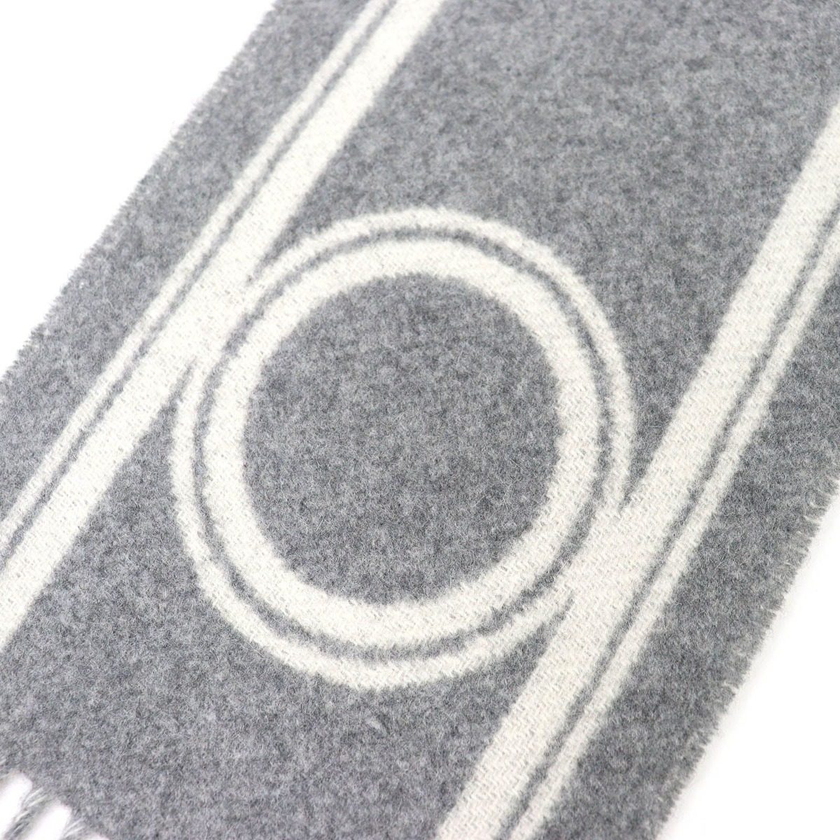 Hermes Band de Repo Cashmere Gray Flannel Yvoir Bicolor Fringe Long Scarf — view 7