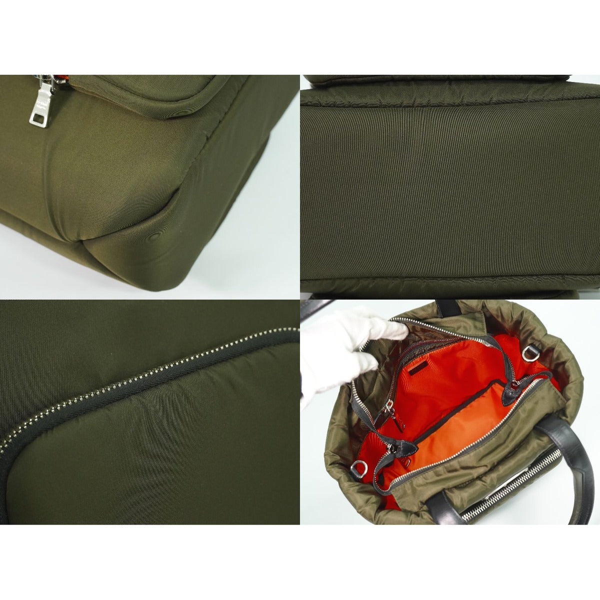 Prada Tessuto Pocket 2-Way Shoulder Bag Tote Nylon Khaki — view 7