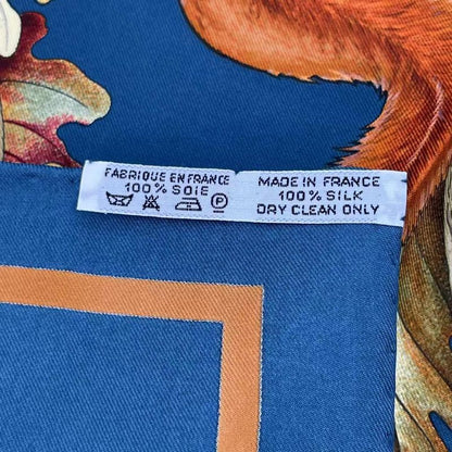 Hermes Carre 90 Casse Noisette Nutcracker Squirrel Pattern Nuts Scarf Silk Navy