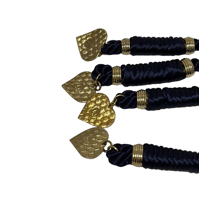 Dior/christian Dior Belt - Dark Navy And Gold Heart/honeycomb/rope Shape