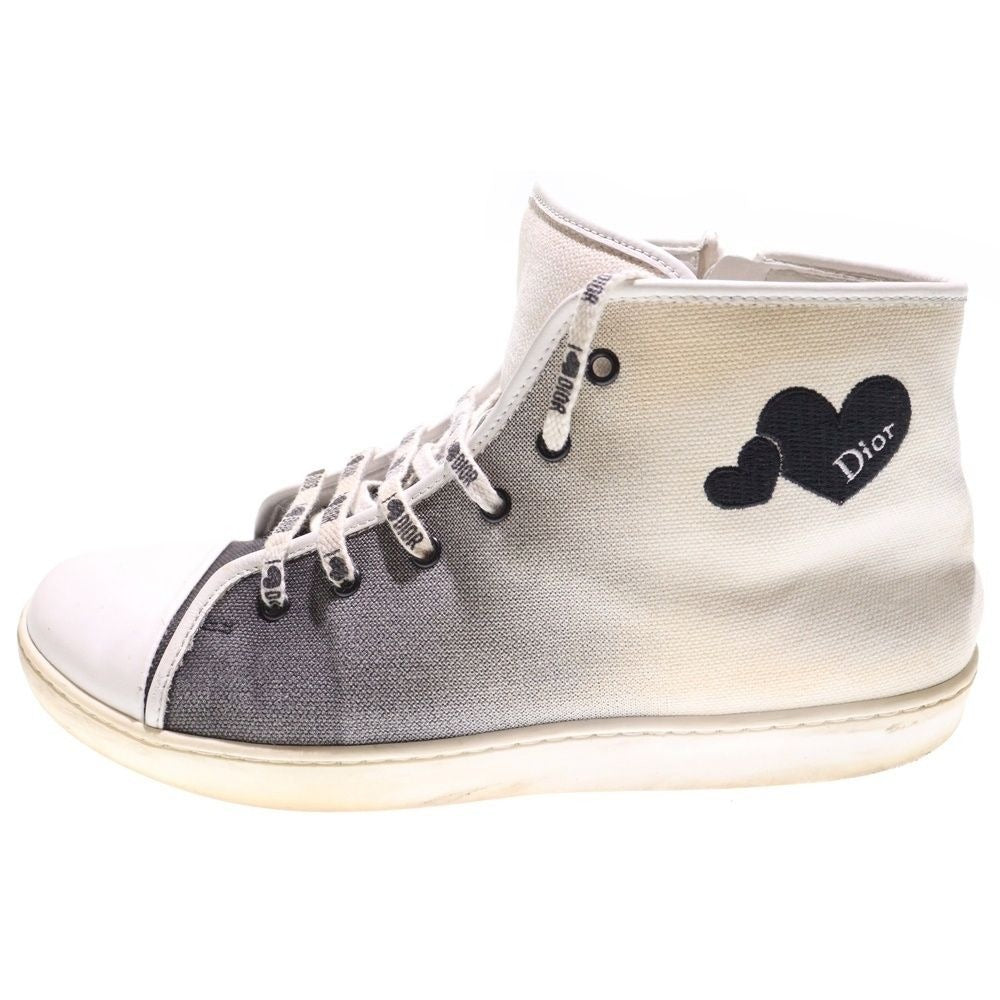 Dior Heart Logo Embroidery Gradient High Cut Shoes Sneakers White Black