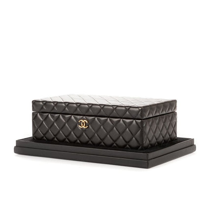 Chanel Rare Jewelry Case Black Matelasse Lambskin Leather A