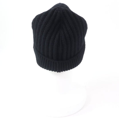 LOEWE Ksa9ot7x01 100% Wool Logo Embroidered Beanie Knit Hat Knit Cap Black Made