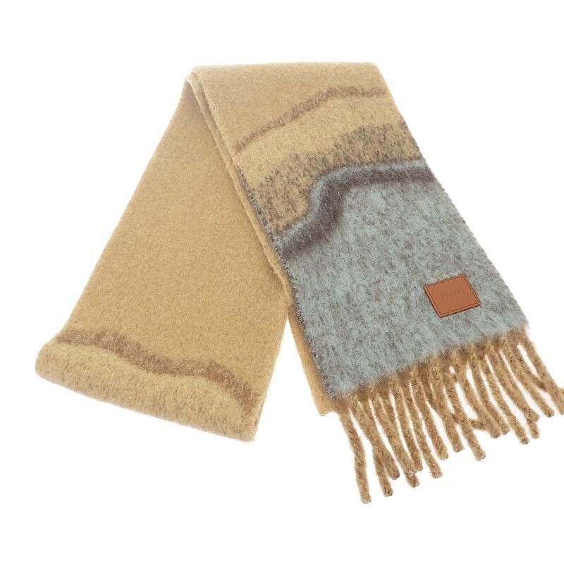 Loewe Alpaca F655 Ss1 X02 Scarf Wool Leather Camel Fine