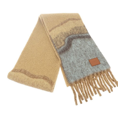 Loewe Alpaca F655 Ss1 X02 Scarf Wool Leather Camel Fine