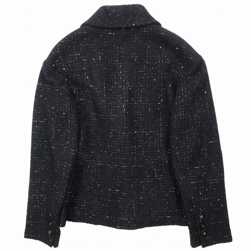 24aw Chanel Recent Model Glitter Tweed Jacket Double Breasted Coco Mark 40 M