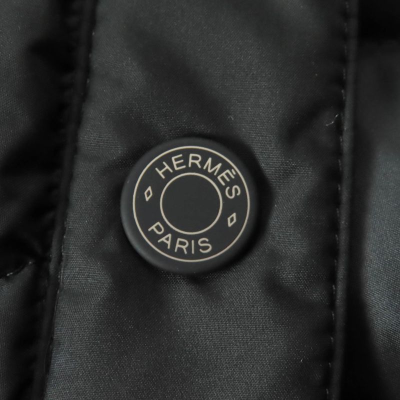 Hermes 23AW 3h0185da Quilted Overshirt Down Jacket With Crude Cell Patch Black