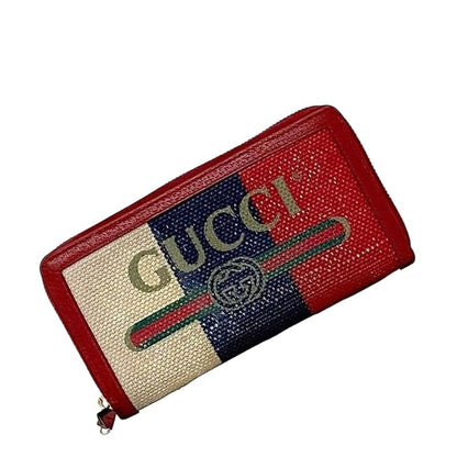Gucci Round Zipper Long Wallet Red Navy