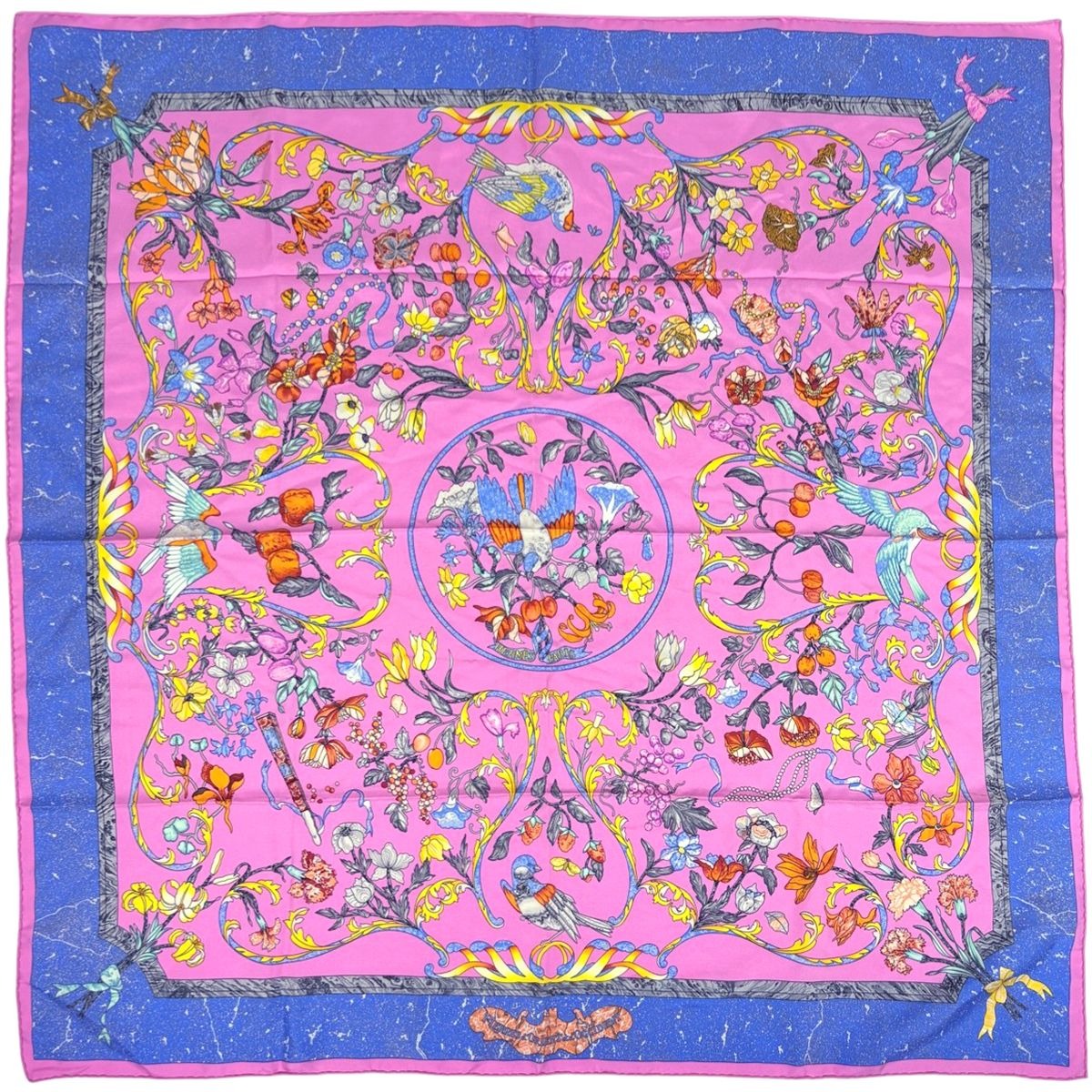 Hermes Carre 90 Pierres D' Orient Et Occident Oriental Stone and Western Purple Pink Multicolor