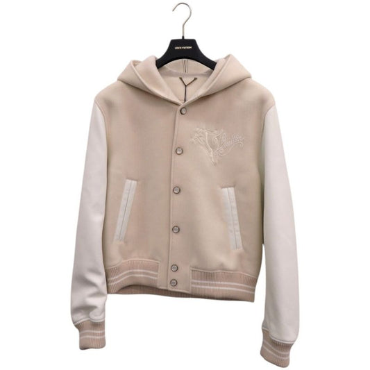 Louis Vuitton Sailor Varsity 1 Afqm3 Calf Wool Glass Beige White Blouson 1185