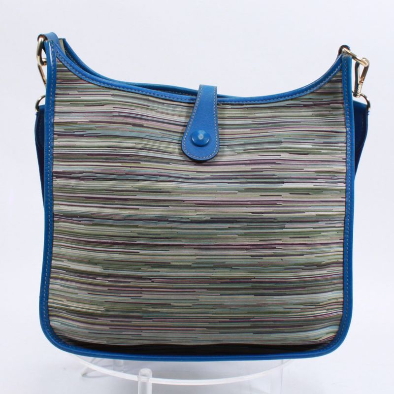 Hermes Evelyn 1 PM Leather And Chevre Blue Shoulder Bag Gold