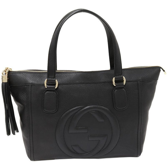 Gucci Shoulder Tote Handbag Soho Tassel Calf Black 282307