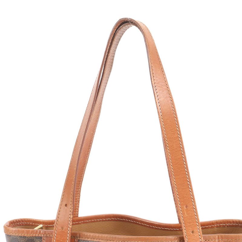 Vintage Celine Macadam Triomphe Leather Tote Bag Shoulder Hand Brown Women's