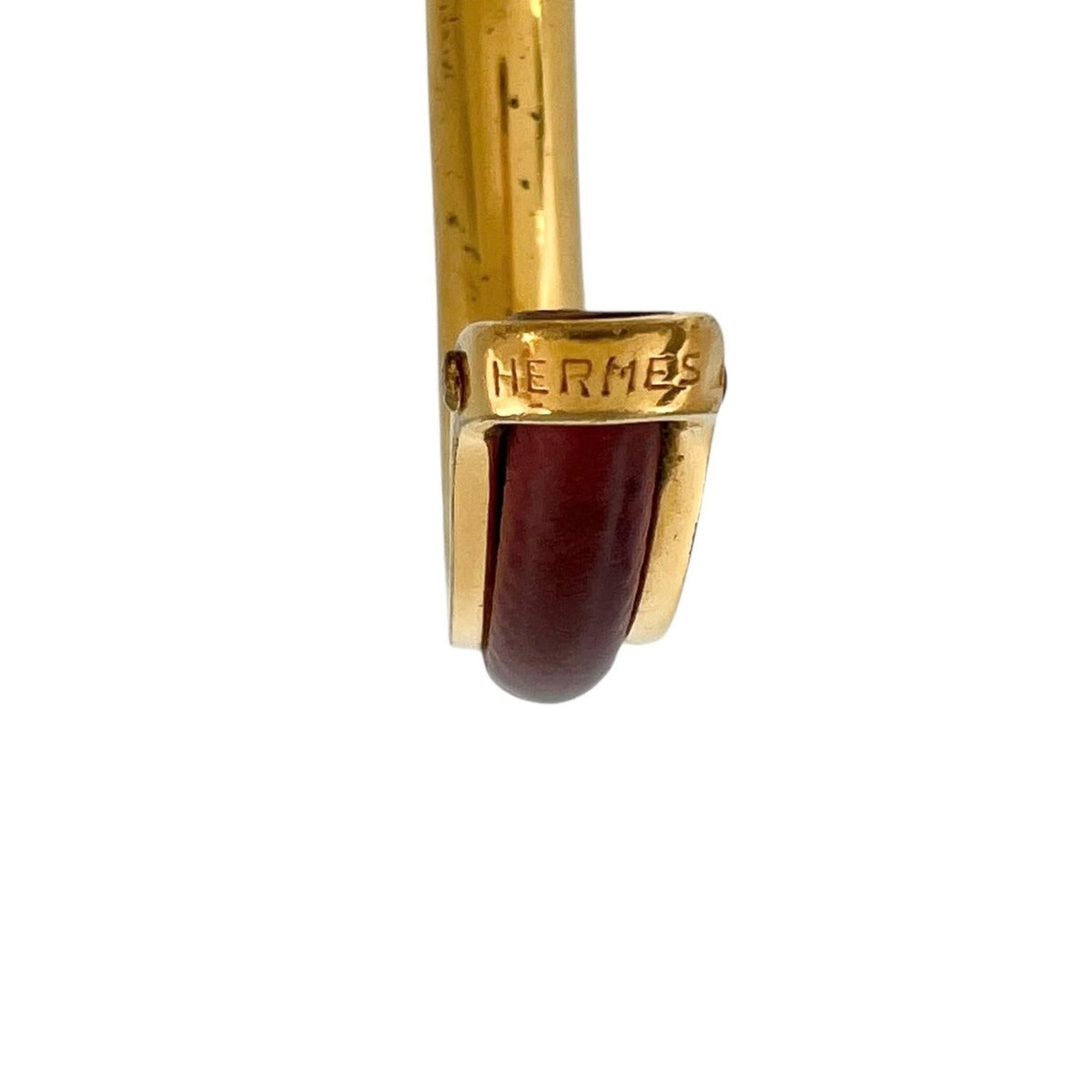 Hermes Metal Red Bracelet Bangle Gold — view 6