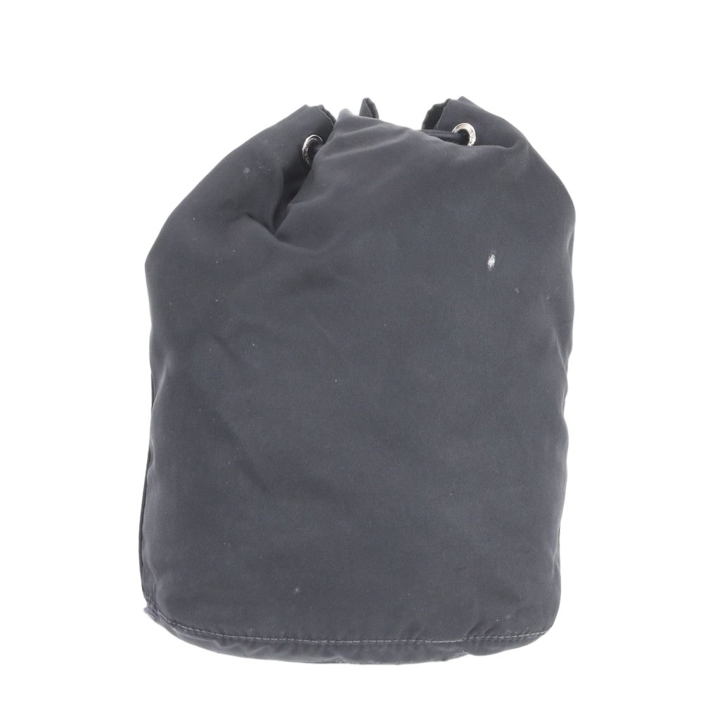 Prada Tessuto Nylon Triangle Logo Leather Pouch Hand Black Ewe — view 2