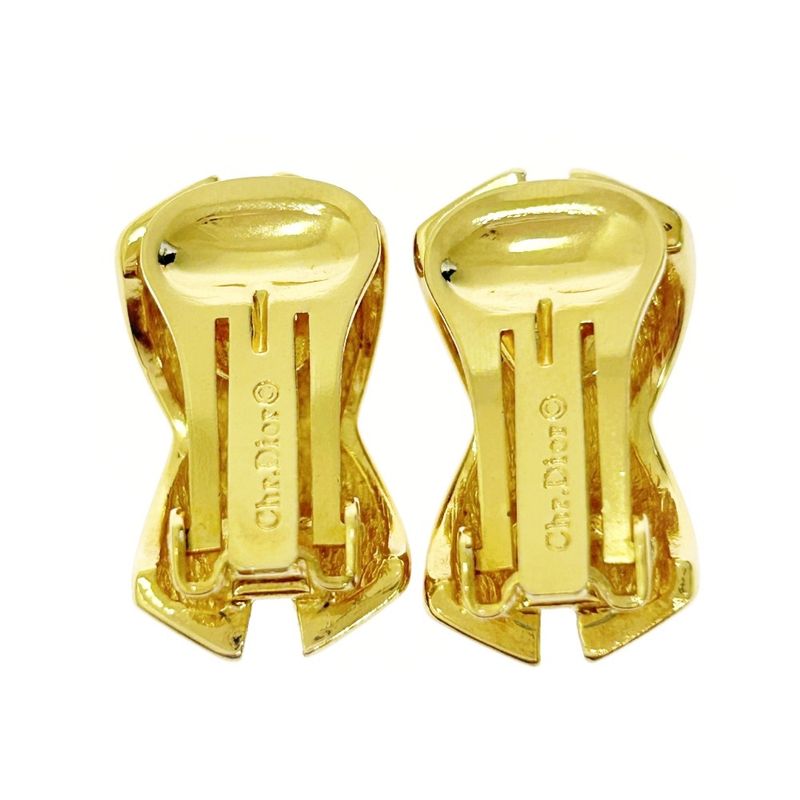 Christian Dior GP Rhinestone Cross Earrings Women's Gold Black 369890 Earrings