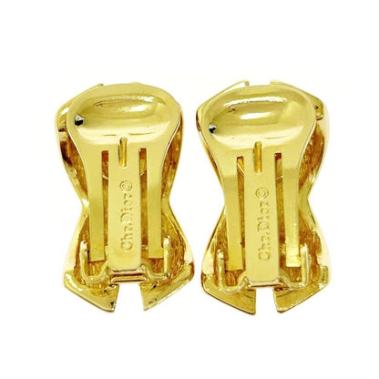 Christian Dior GP Rhinestone Cross Earrings Women's Gold Black 369890 Earrings