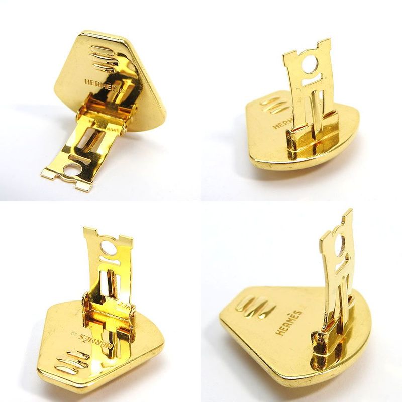 Hermes Earring Emile Yellow Gold Cloisonne GP Plated Jewelry Accessories
