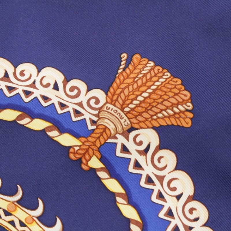 Hermes Carre 90 Paperoles Papoule Carriages And Nobles Silk Scarf Navy
