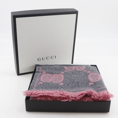 Gucci GG Jacquard Scarf 598993 Wool And Nylon Gray Women's Stole