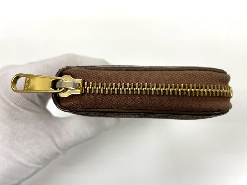 Gucci GG Supreme FAKE NOT PVC × Leather Round Zip Wallet Long Wallet 636169