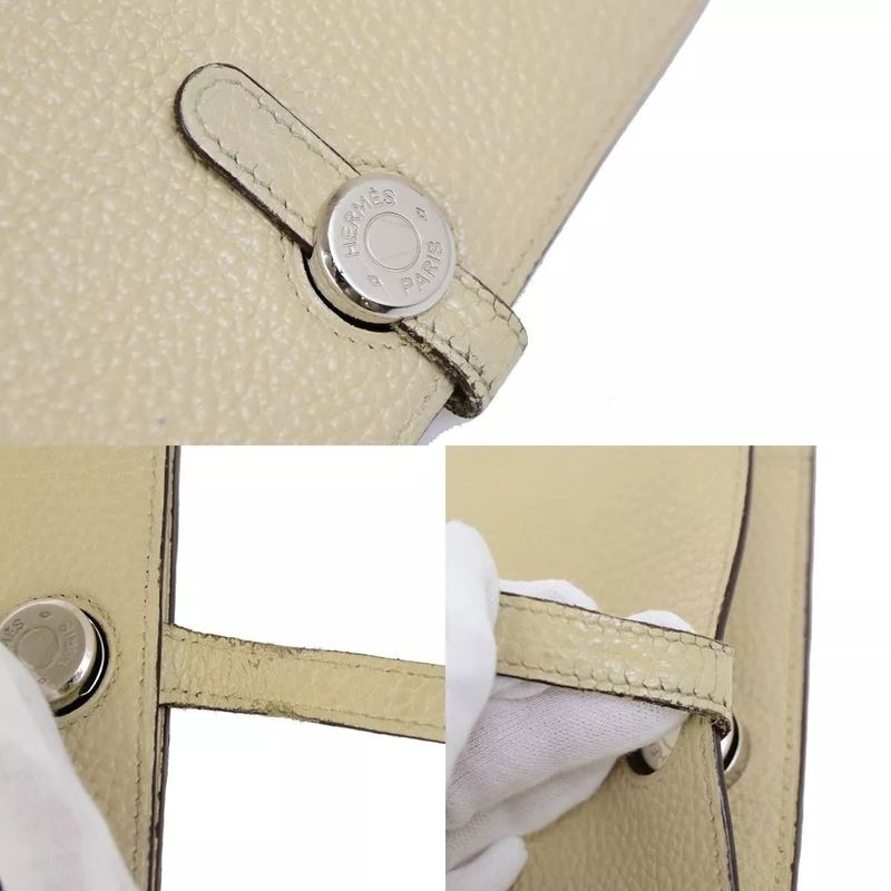 Hermes Dogon GM Togo Beige Silver Hardware Engraved □L (2008) Long Wallet