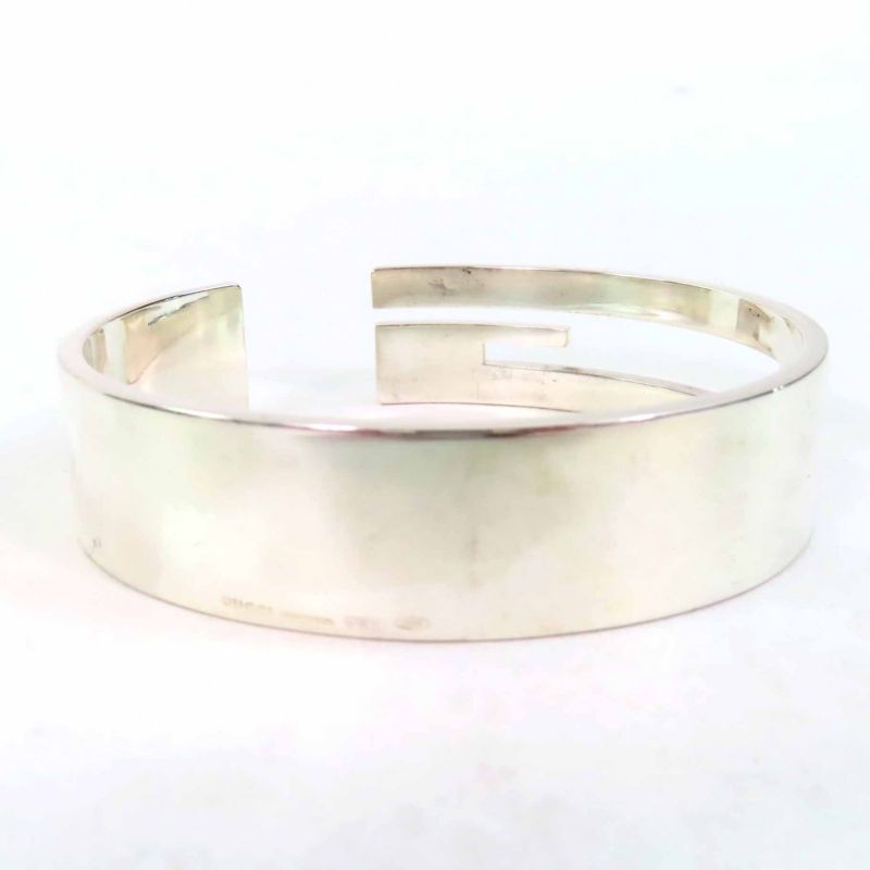 Gucci 90's G Square Bangle Bracelet Sv925 Silver Weight 64.3g
