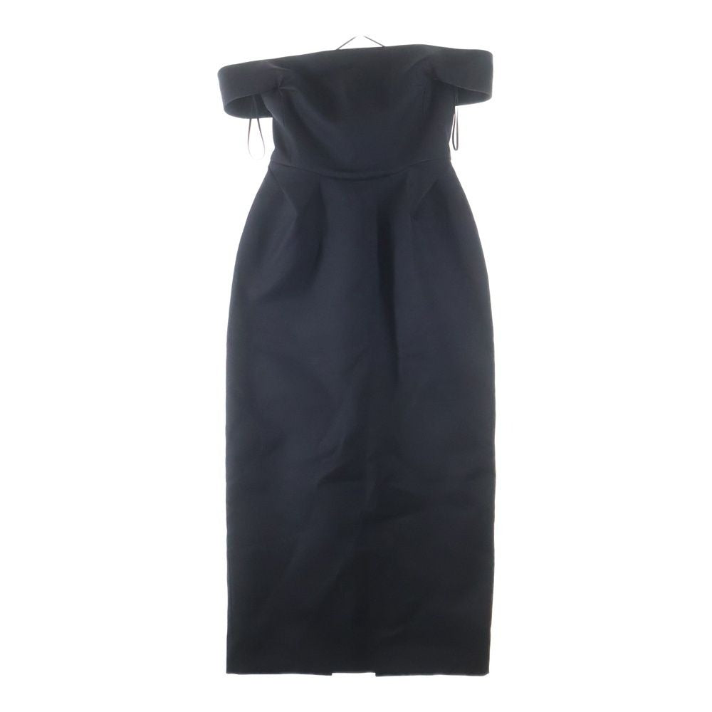 Celine Wool Halter Neck Long Dress Black