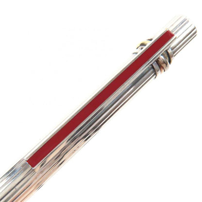  Cartier Trinity Striped Logo Engraved Twist Ballpoint Pen Silver