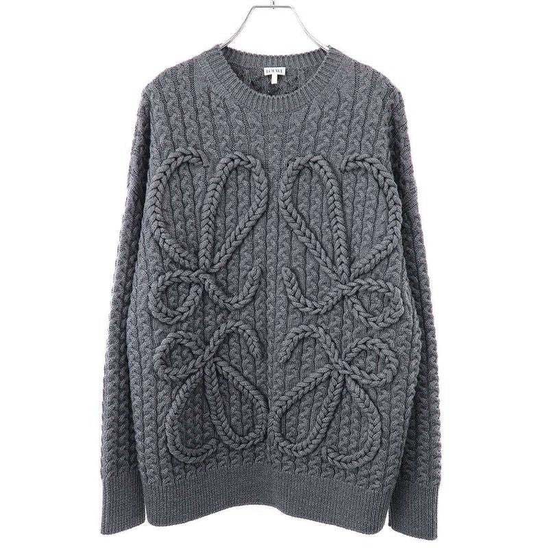Loewe Anagram Wool Low Gauge Knit Sweater H526 Y14 kgy Gray XS