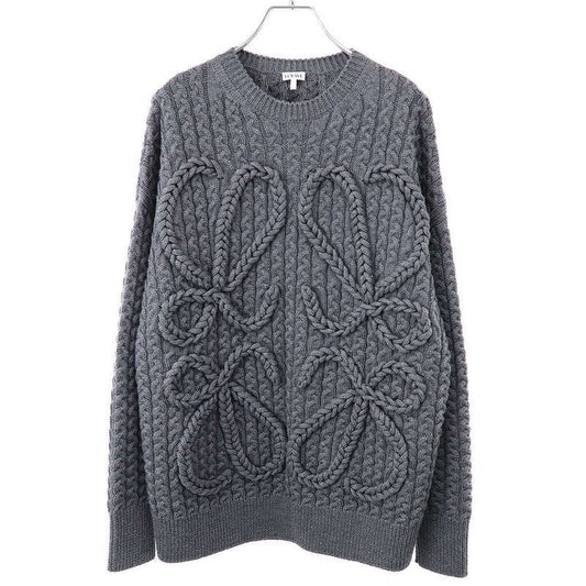Loewe Anagram Wool Low Gauge Knit Sweater H526 Y14 kgy Gray XS