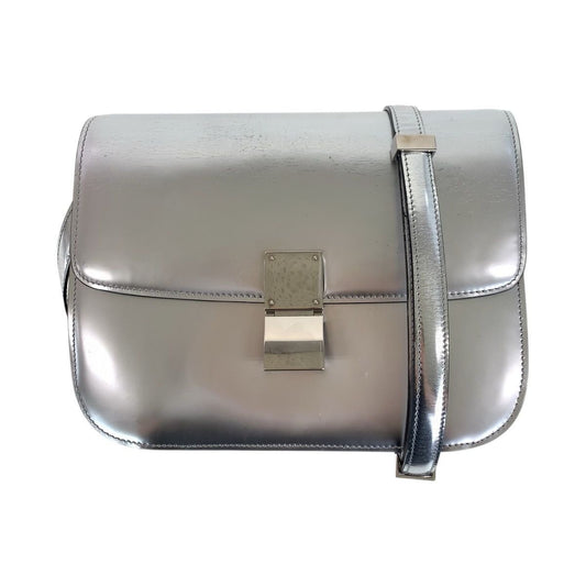 Celine Silver Leather Shoulder Bag Pochette