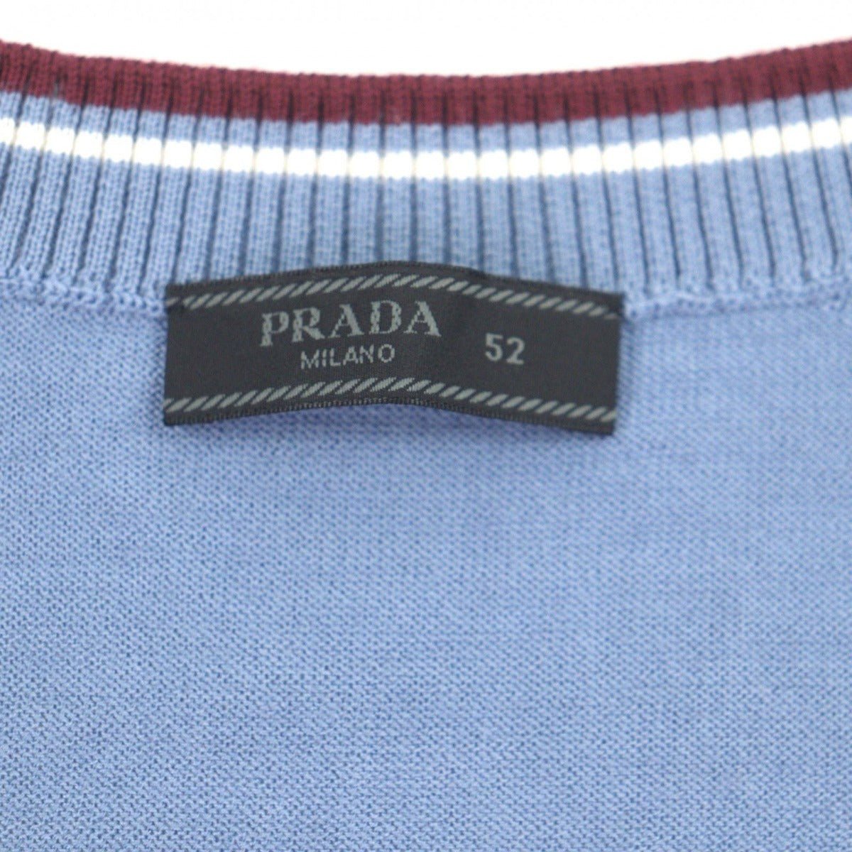 Prada Wool Silk Neck Line Design Lightweight High Gee Knit Sweater Blue — view 5