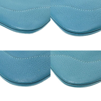 Hermes Trim 24 Chevre Turquoise Silver Hardware □H Engraved Shoulder Bag Blue