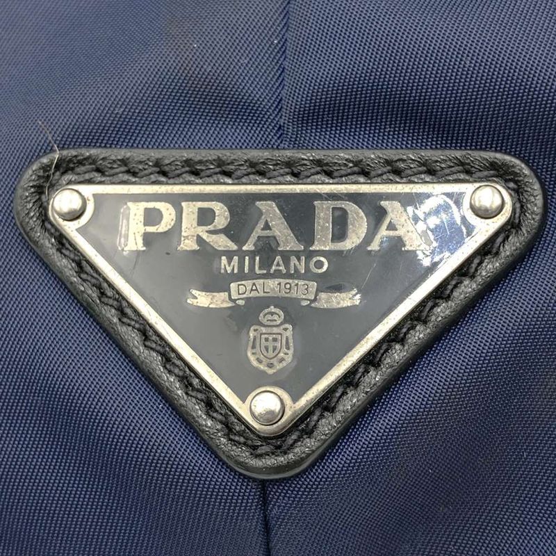 Prada 1bg047 Tote Bag Navy Blue Nylon/leather Ladies Men's Branded High Brand