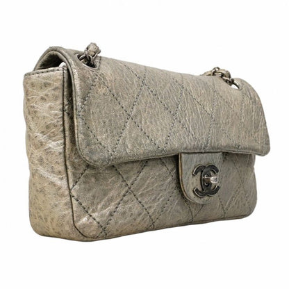 Chanel Shoulder Bag Matelasse Leather Silver Hardware Women