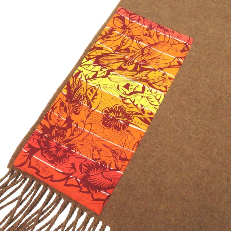 Hermes Cashmere Brown Orange Scarf 0695 Hermes