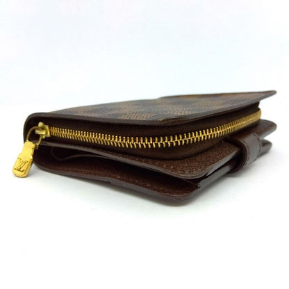 Louis Vuitton Compact Zip Fold Wallet Damier Ebène N61668 Brown Gold Hardware