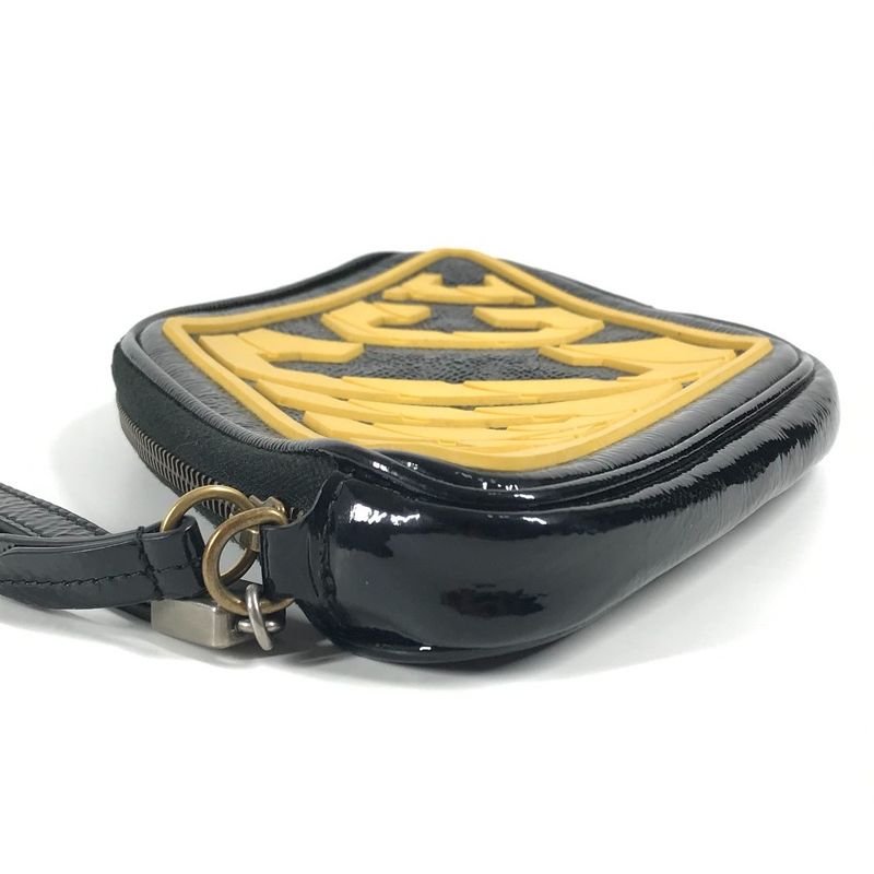 Gucci Clutch Bag Game List Logo 524316 Patent Leather Black