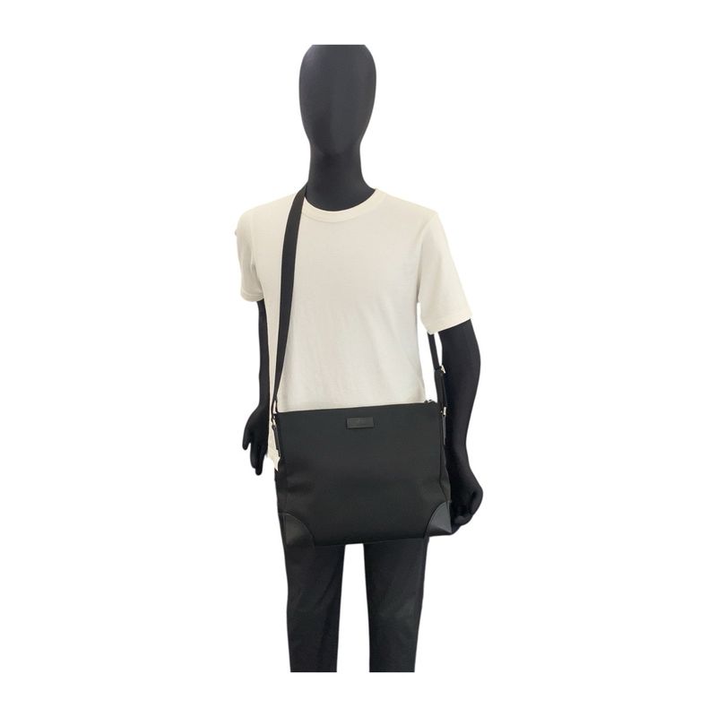 Gucci Black Silver Hardware Nylon/leather 110054 Crossbody Shoulder Bag