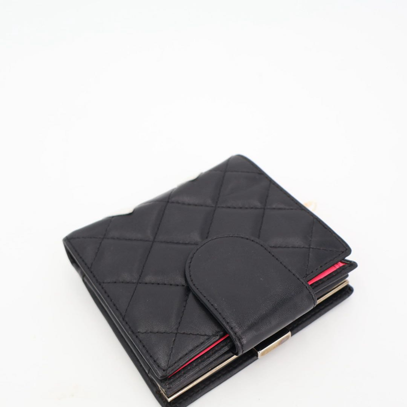 Chanel Cambon Line Bifold Wallet With Coin Purse Leather Ladies