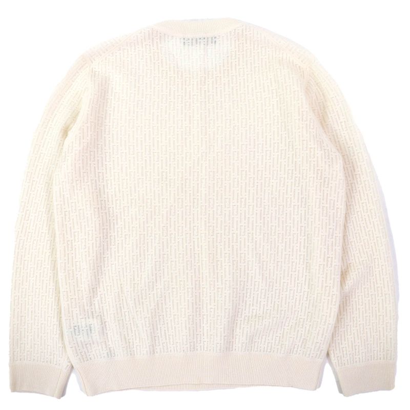 Fendi 2023 Fzx091 AQL3 Wool Zucca Openwork Crewneck Long Sleeve Knit Sweater