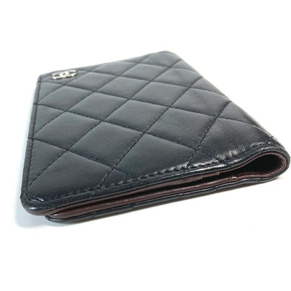 Chanel Passport Case CC Logo Coco Mark Matelasse Quilted Leather Black