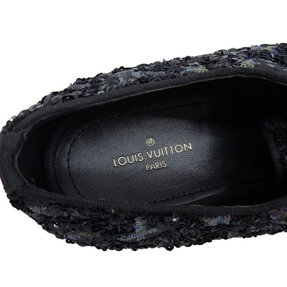 Louis Vuitton Sequin Monogram Whole Cut Dress Shoes Black 8 — view 6